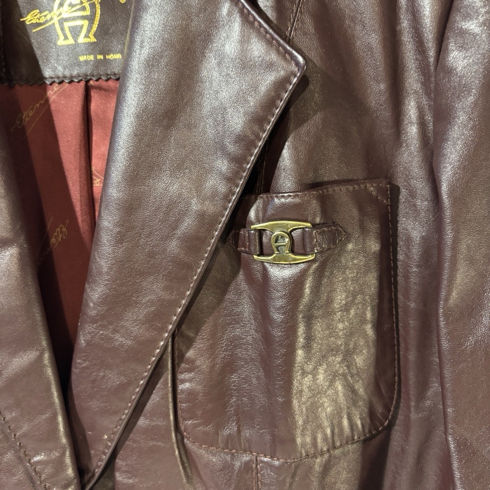 etienne aigner Vintage Leather Jacket Blazer Sz 12  Pics For Measurements EUC - Picture 3 of 15